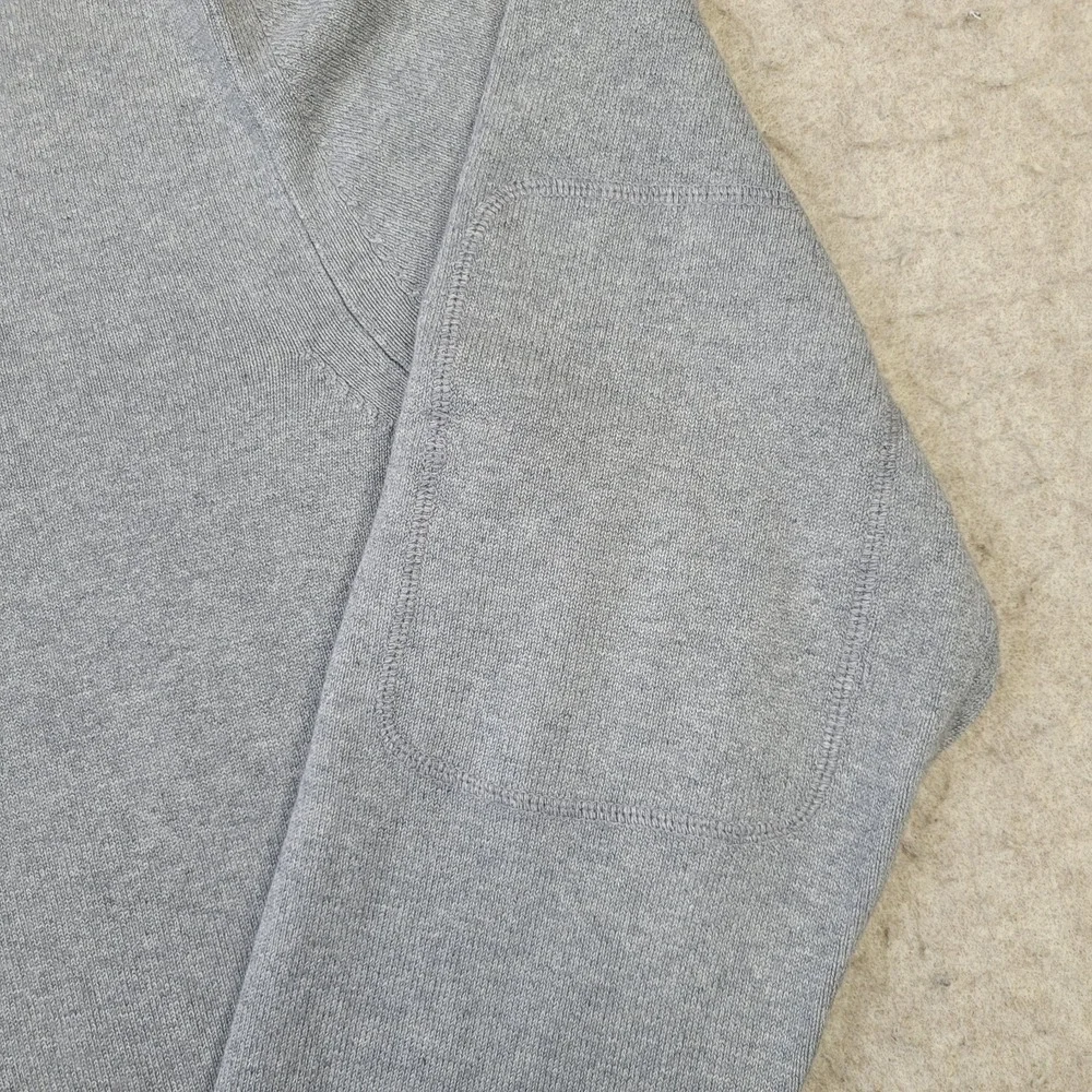 Banana Republic Sweater Silk Cashmere 1/4 Button Pullover Mens XL Gray Elbow Pad